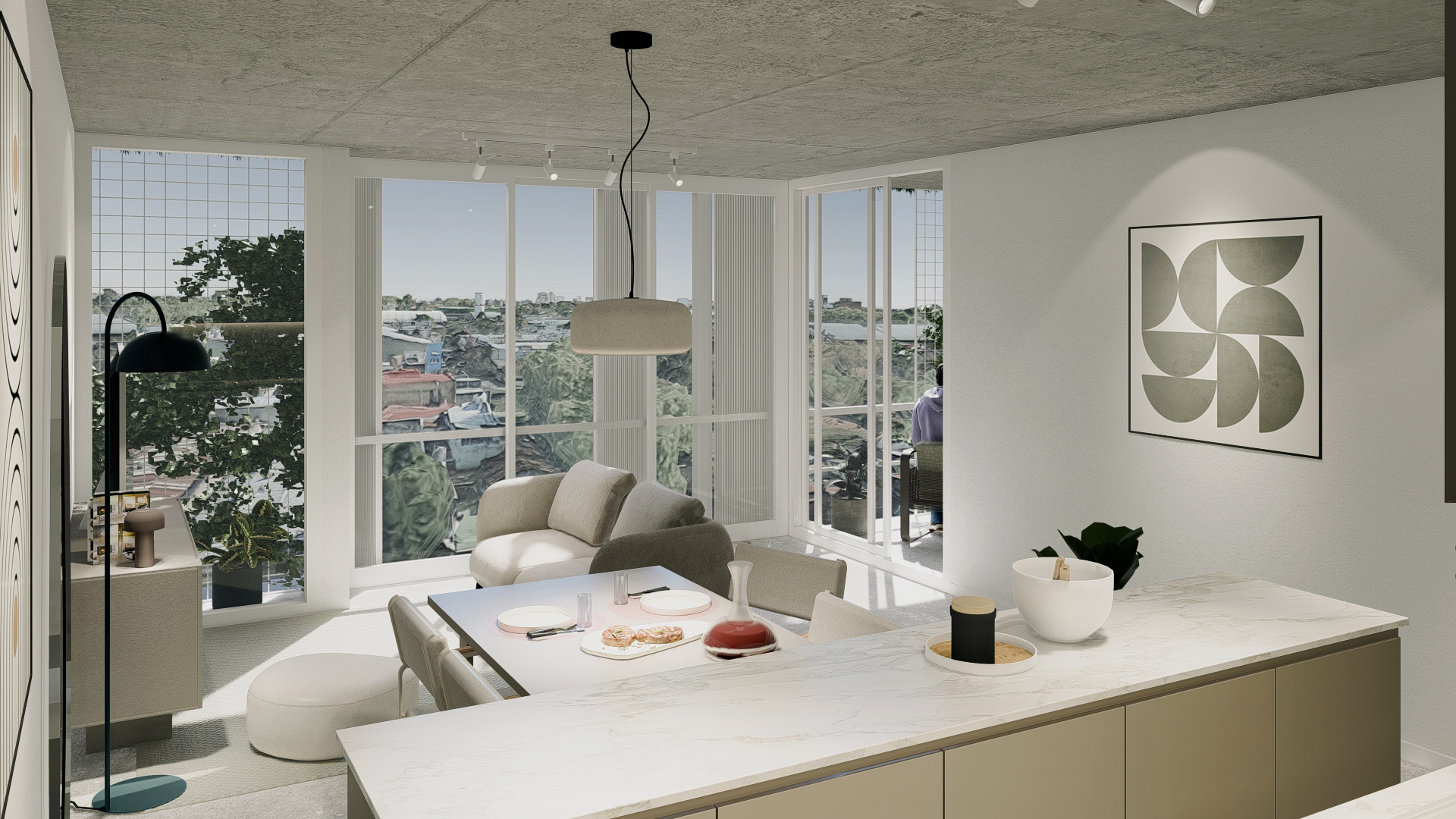 Render referencial de Monoambiente Contrafrente